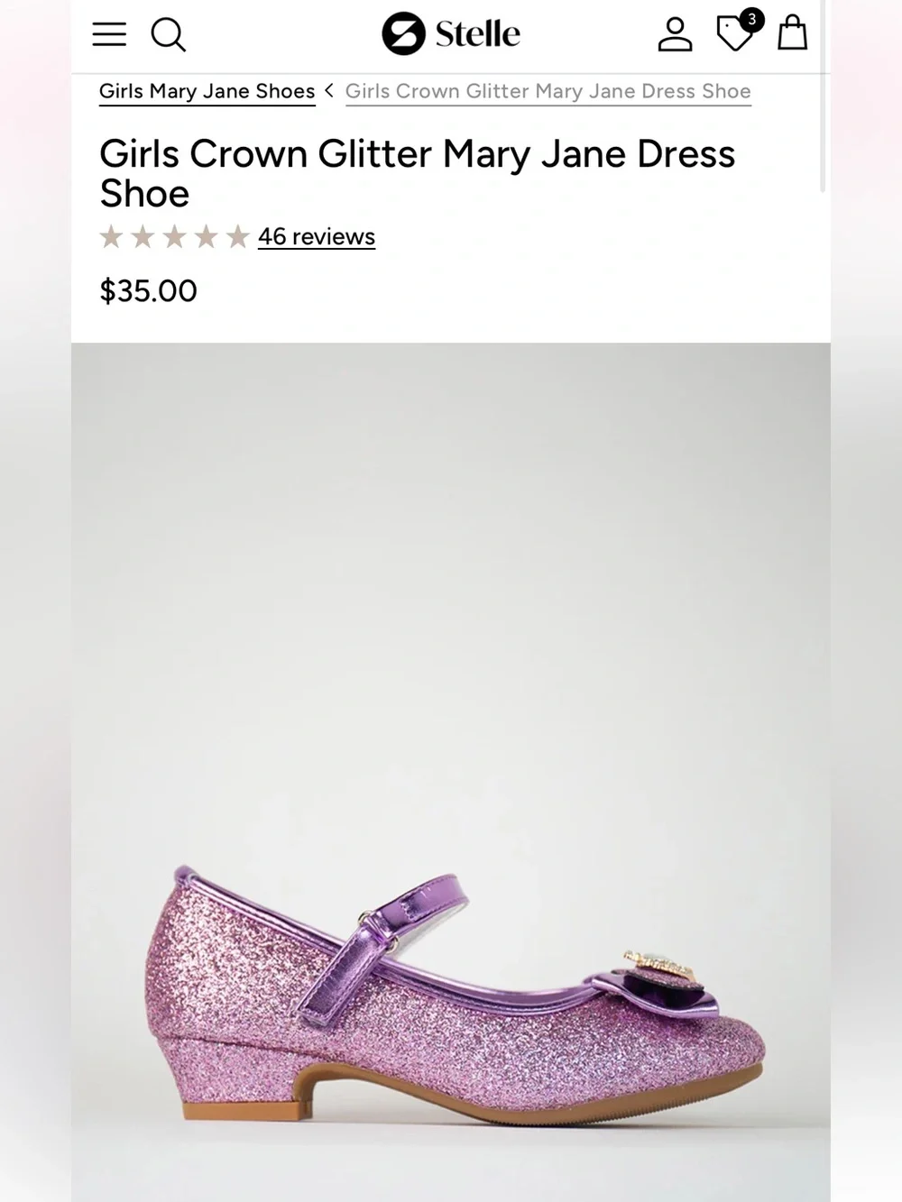 💜NWT STELLE GIRLS CROWN PURPLE GLITTER MARY JANE DRESS SHOE SIZE 9 TODDLER